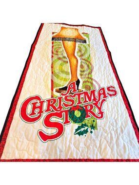 A Christmas Story Leg Lamp Wall Hanging Quilt With Loops 38.5" x 21"